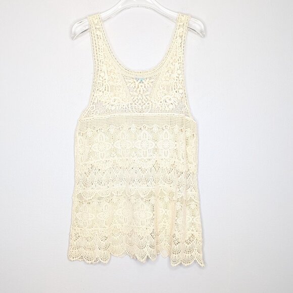 Free People Intimately Cream Crochet Lace Sleeveless Scoop Neck Tank Top Boho S - Picture 1 of 8